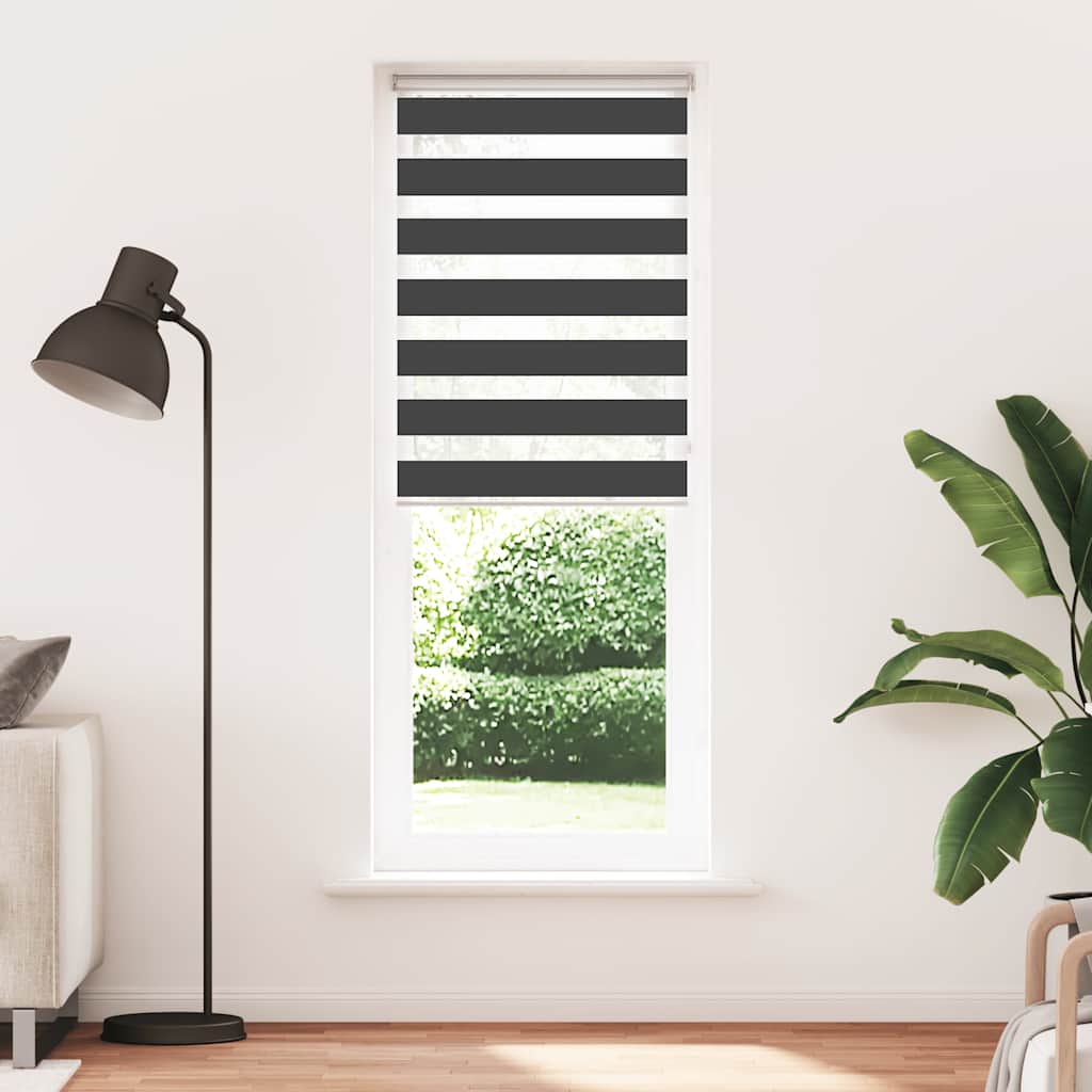 Zebra rolgordijn 75x200 cm stofbreedte 70,9 cm zwart