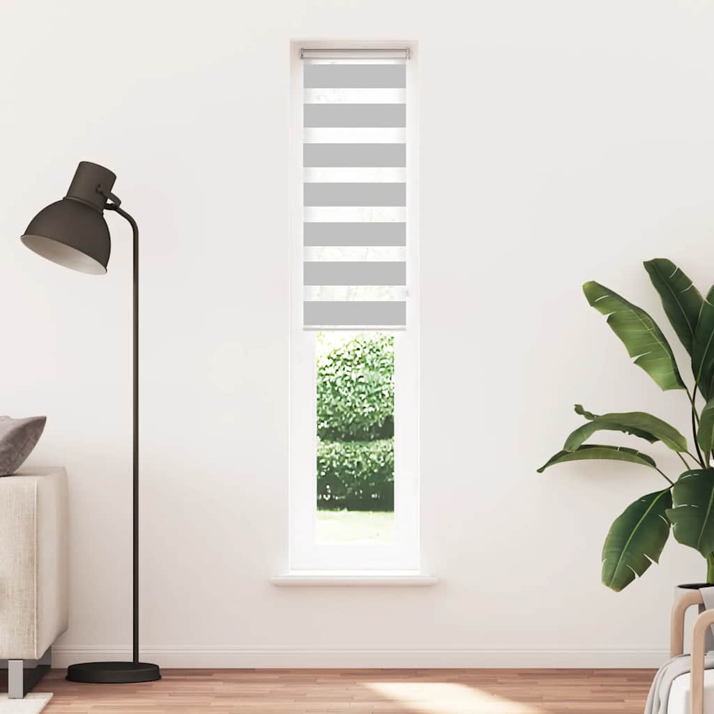 Zebra rolgordijn 40x200 cm stofbreedte 35,9 cm lichtgrijs