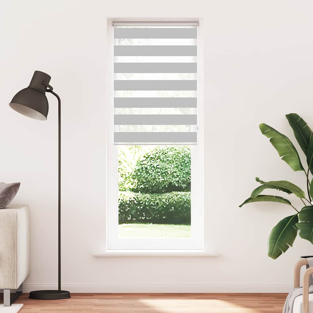 Zebra rolgordijn 90x200 cm stofbreedte 85,9 cm lichtgrijs