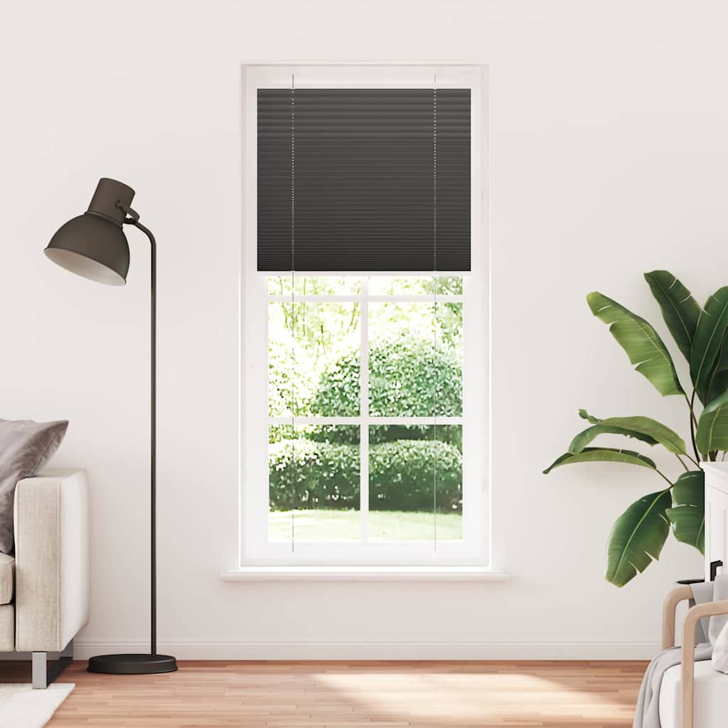 Plissé rolgordijn 95x200 cm stofbreedte 94,4 cm polyester zwart