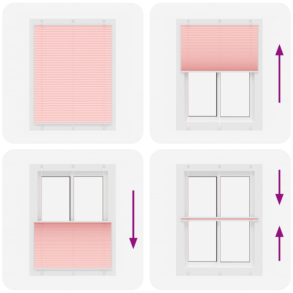 Plissé rolgordijn 105x100cm stofbreedte 104,4cm polyester roze