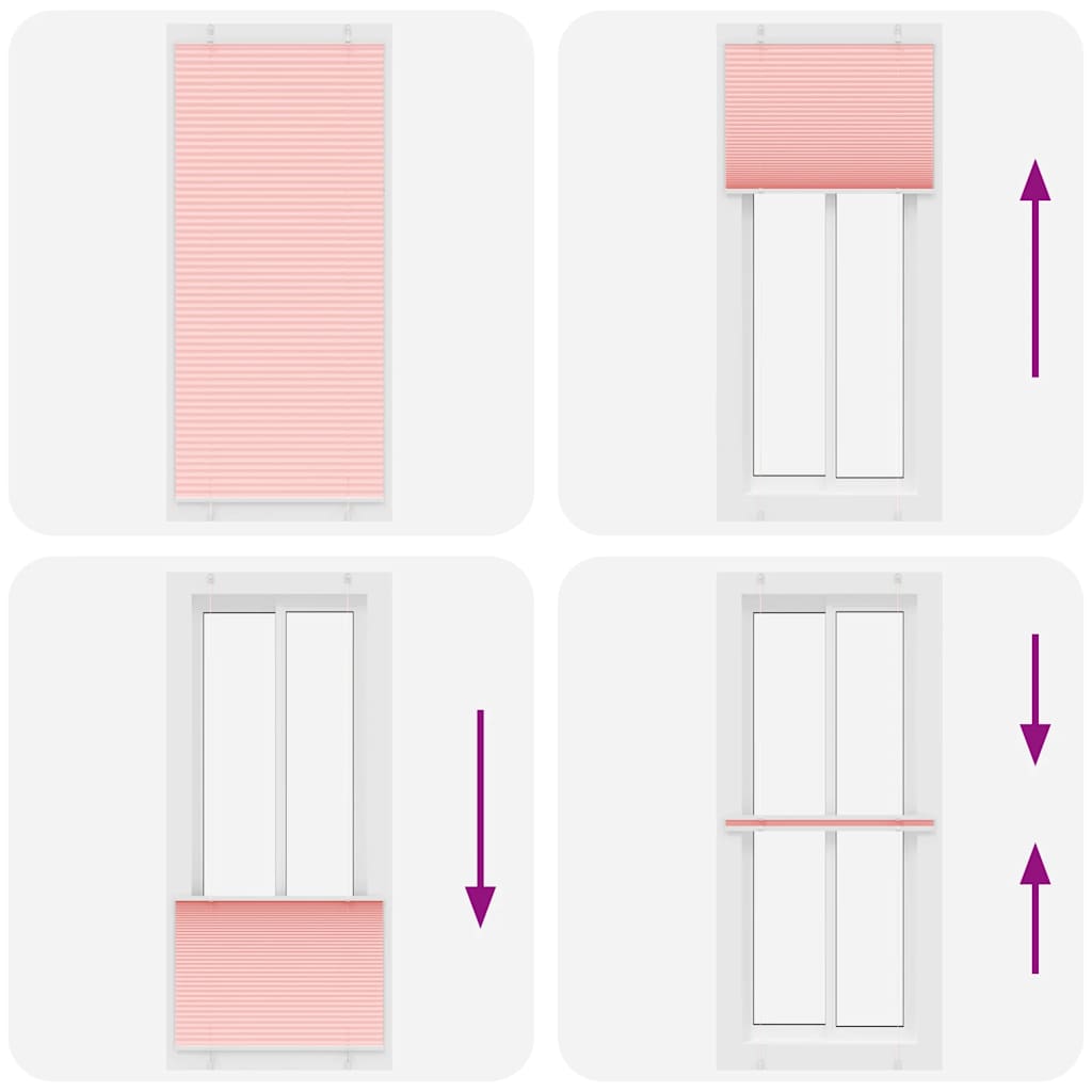 Plissé rolgordijn 95x200 cm stofbreedte 94,4 cm polyester roze