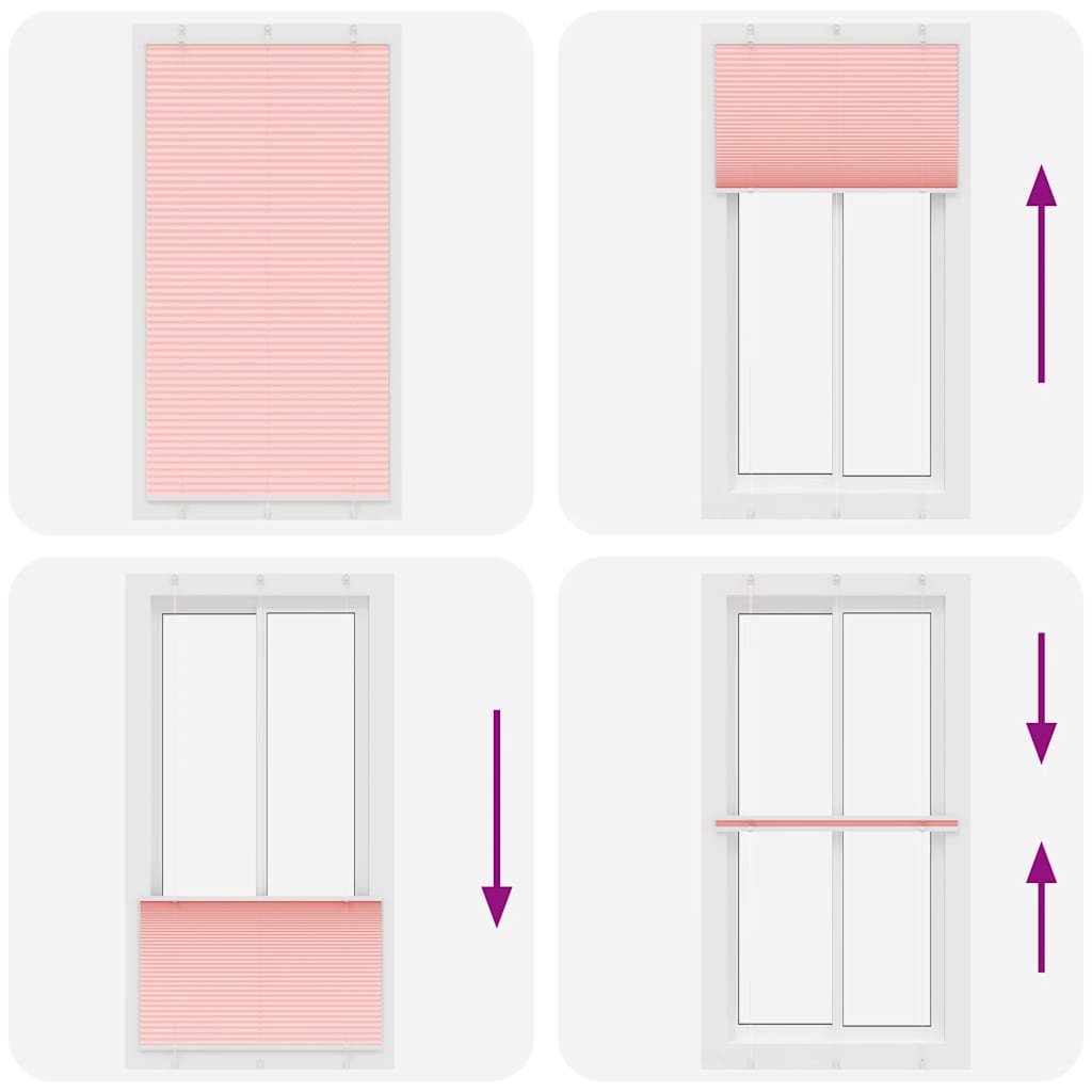 Plissé rolgordijn 105x200cm stofbreedte 104,4cm polyester roze