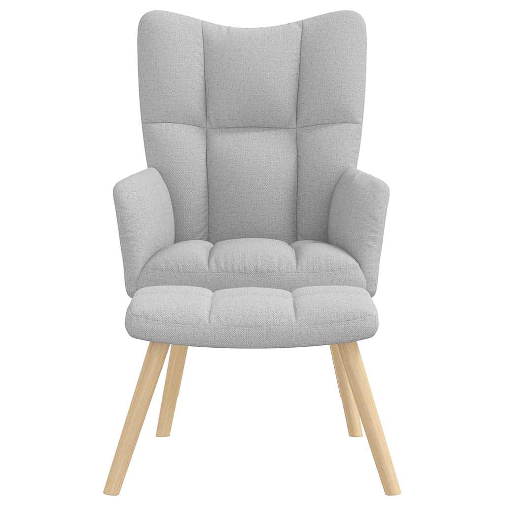 Relaxstoel met voetenbank stof wolk grijs
