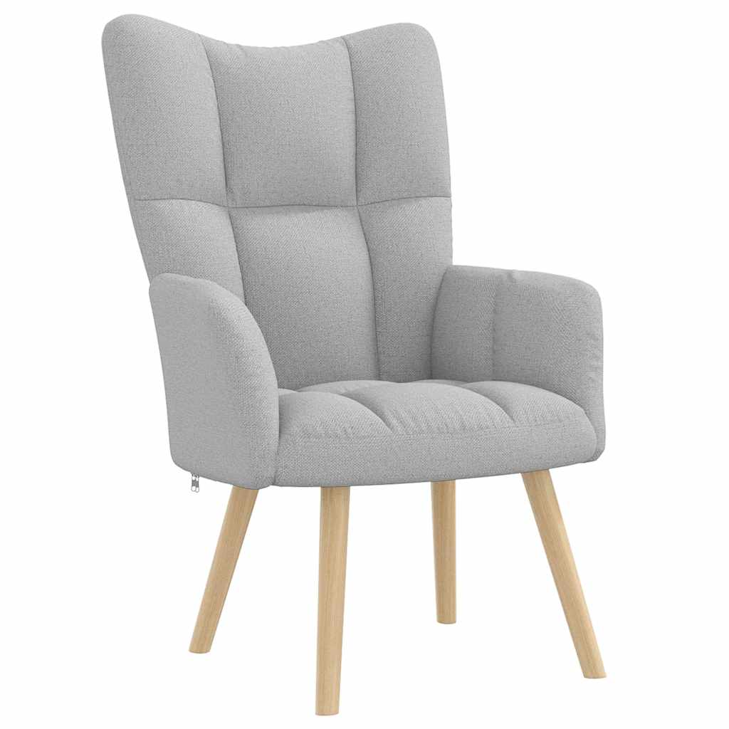 Relaxstoel met voetenbank stof wolk grijs