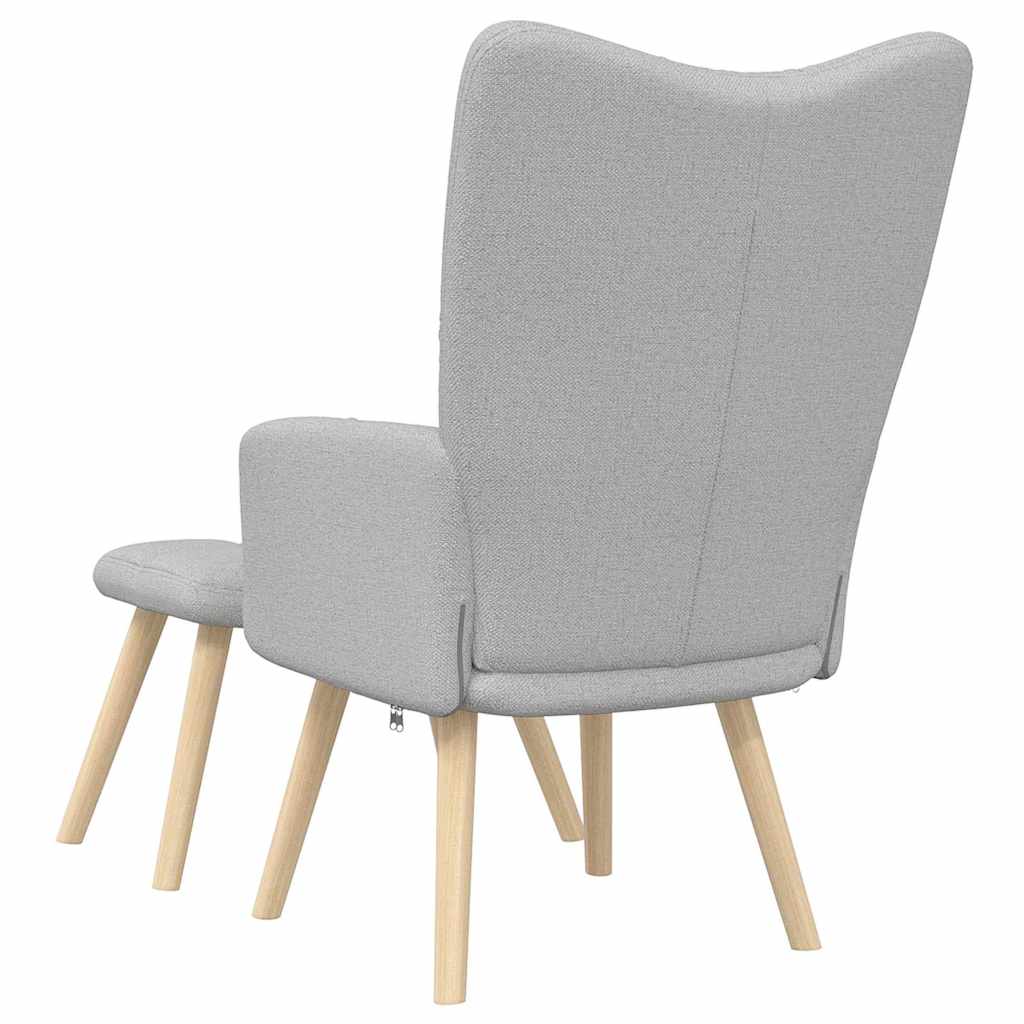 Relaxstoel met voetenbank stof wolk grijs