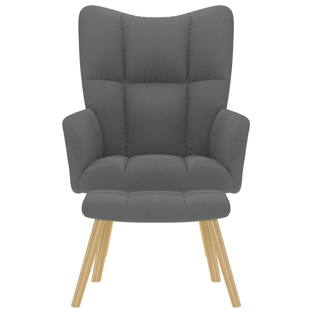 Relaxstoel met voetenbank stof donkergrijs