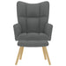 Relaxstoel met voetenbank stof donkergrijs