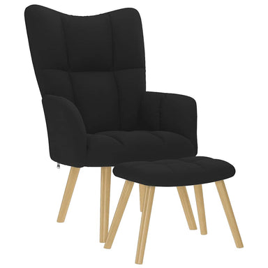 Relaxstoel met voetenbank stof zwart