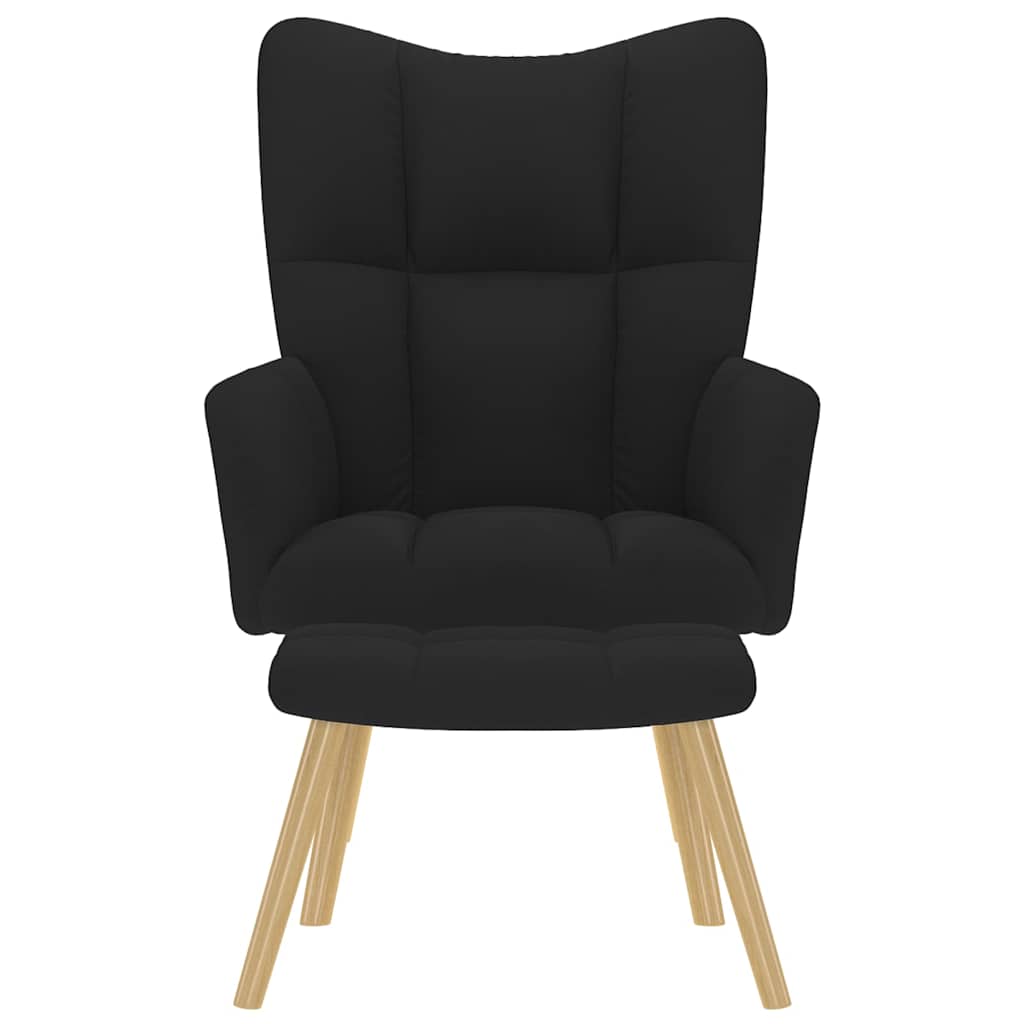 Relaxstoel met voetenbank stof zwart