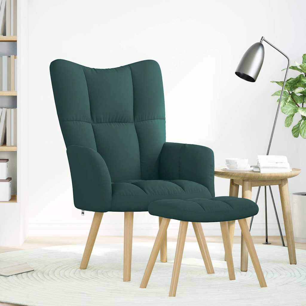 Relaxstoel met voetenbank stof donkergroen