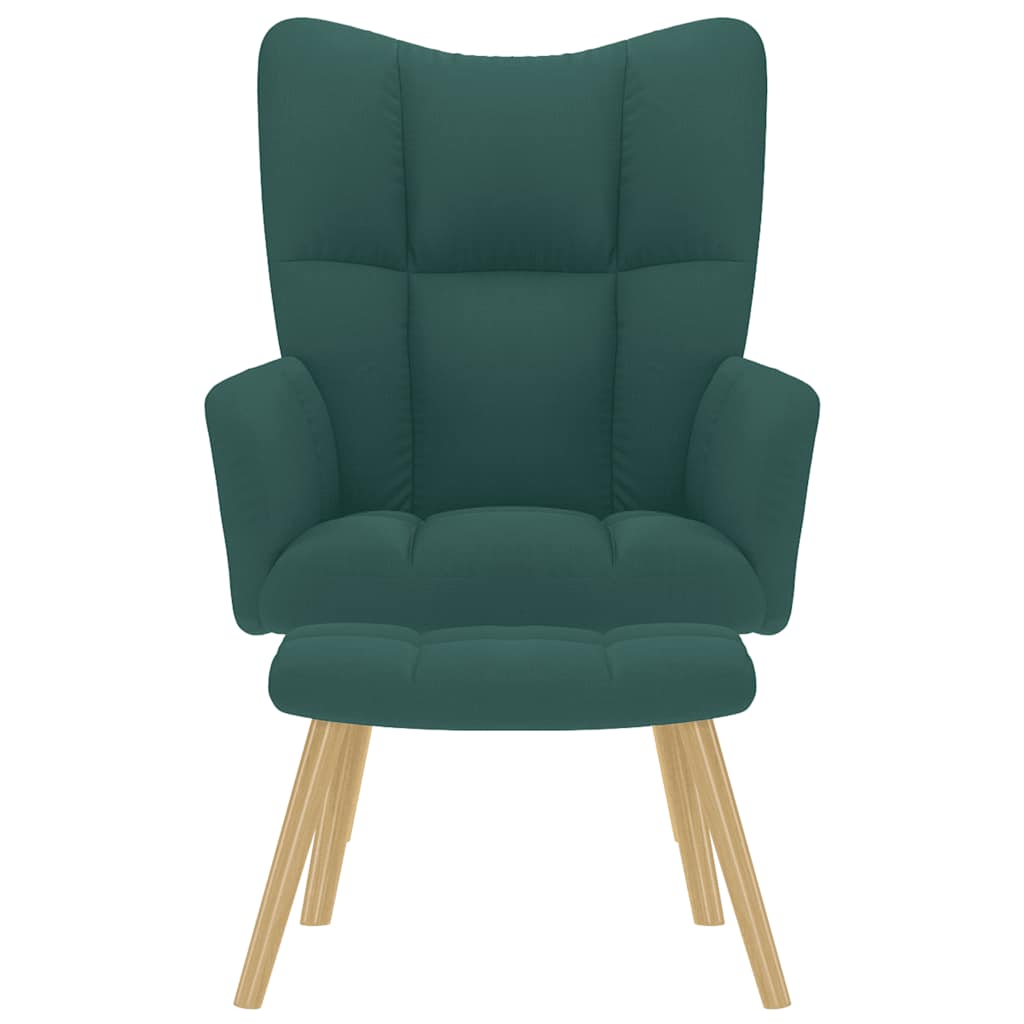 Relaxstoel met voetenbank stof donkergroen