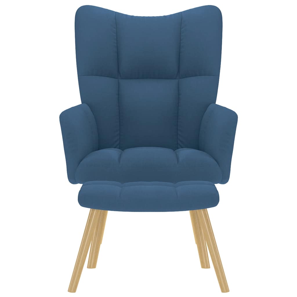 Relaxstoel met voetenbank stof blauw