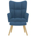 Relaxstoel met voetenbank stof blauw