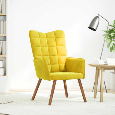 Relaxstoel fluweel geel