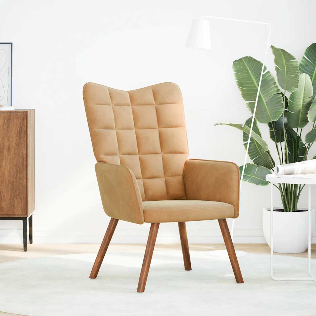 Relaxstoel fluweel bruin