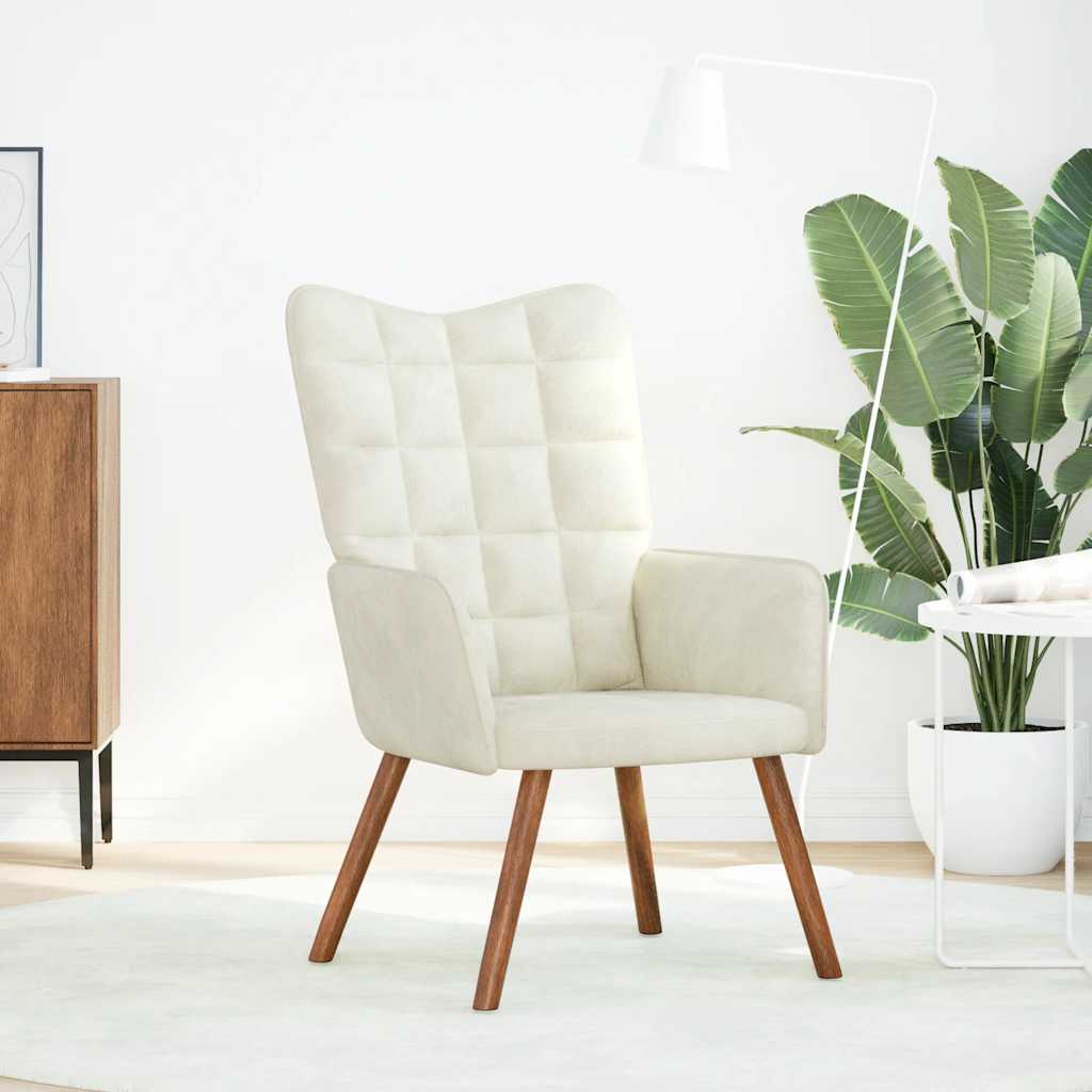 Relaxstoel fluweel crèmekleurig