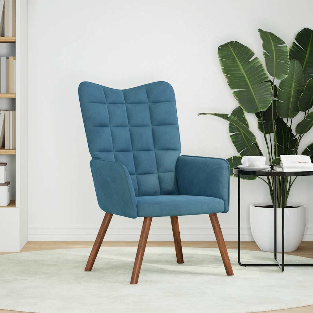 Relaxstoel fluweel blauw