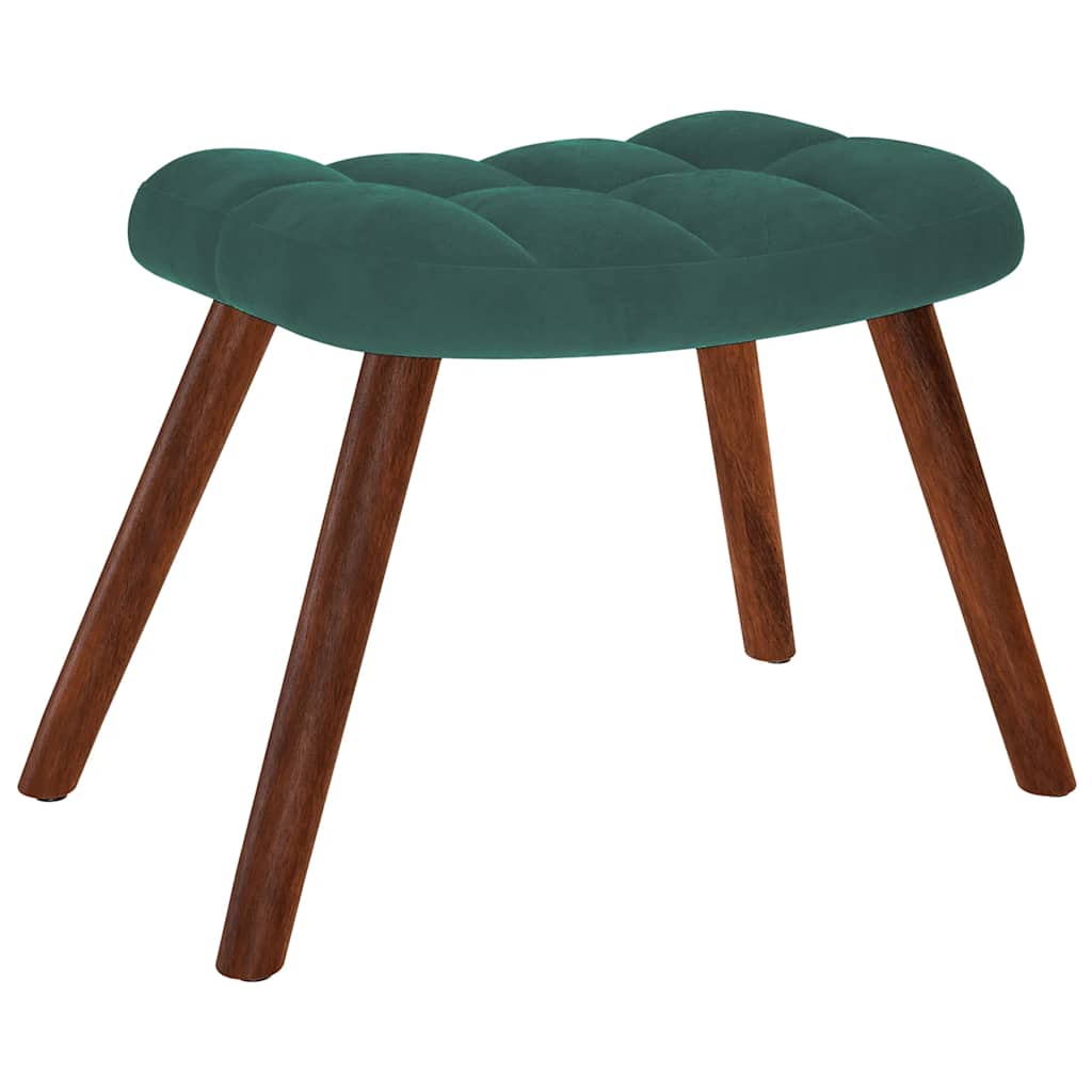 Relaxstoel met kruk donkergroen fluweel