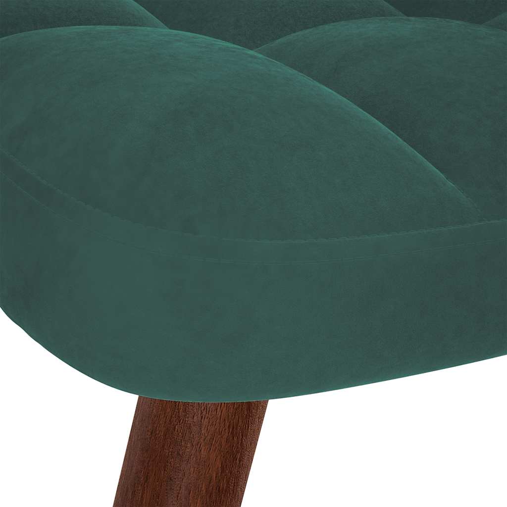 Relaxstoel met kruk donkergroen fluweel