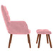 Relaxstoel met voetenbank fluweel roze