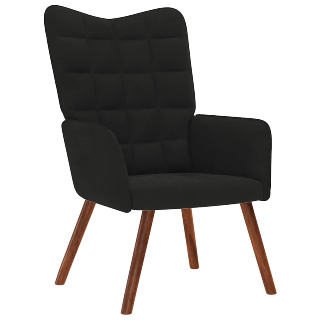 Relaxstoel met kruk zwart fluweel
