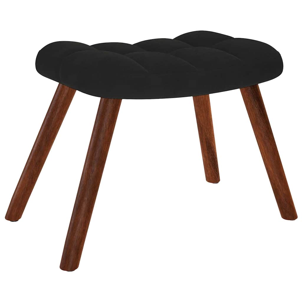 Relaxstoel met kruk zwart fluweel