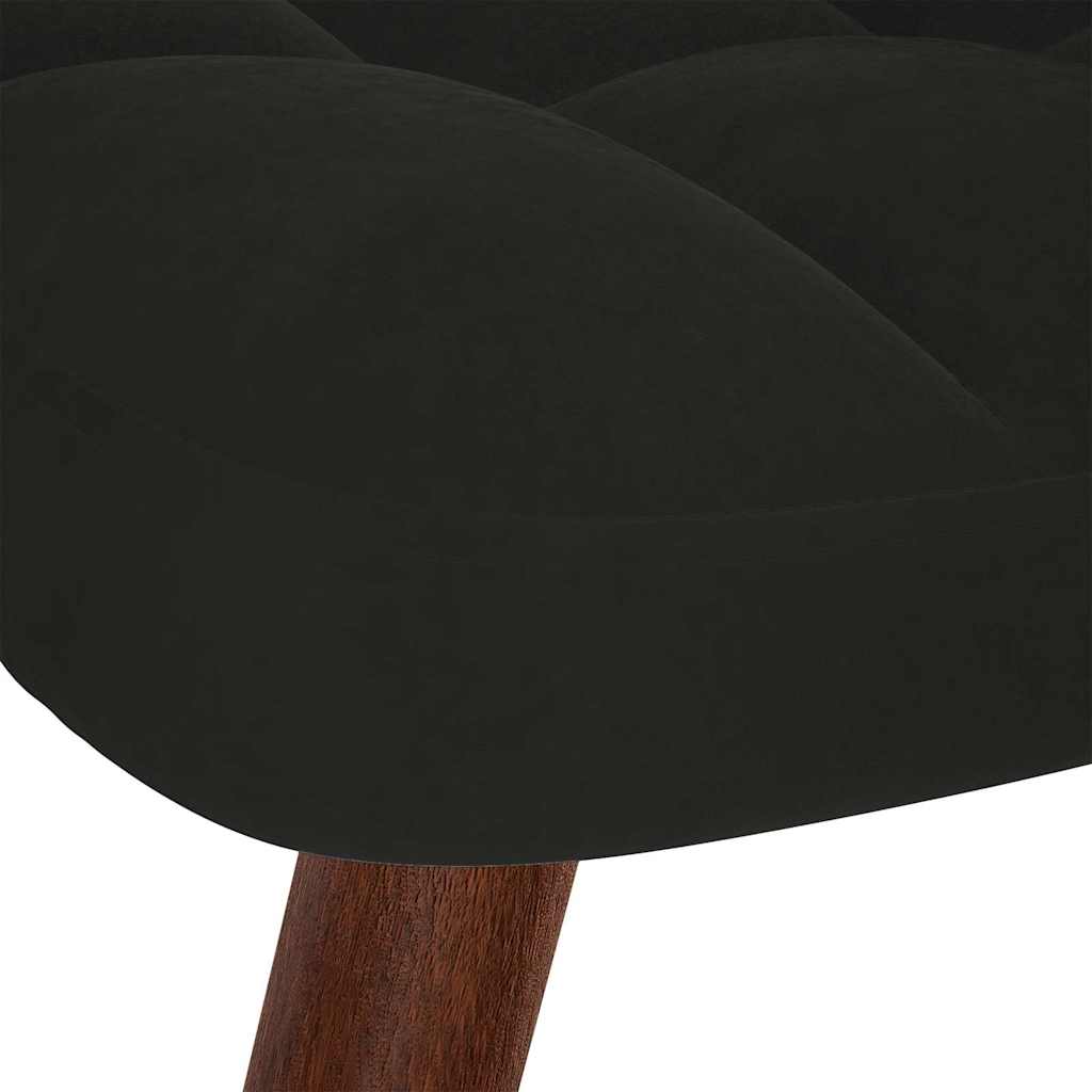 Relaxstoel met kruk zwart fluweel