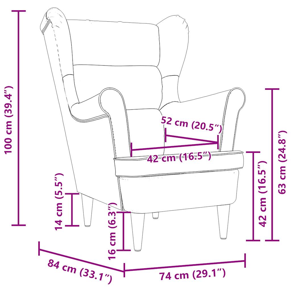 Fauteuil 74x84x100 cm stof wijnrood