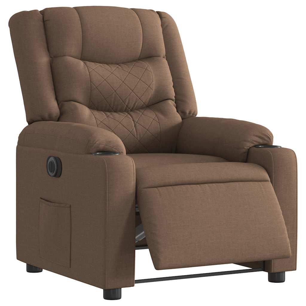 Fauteuil verstelbaar elektrisch stof bruin