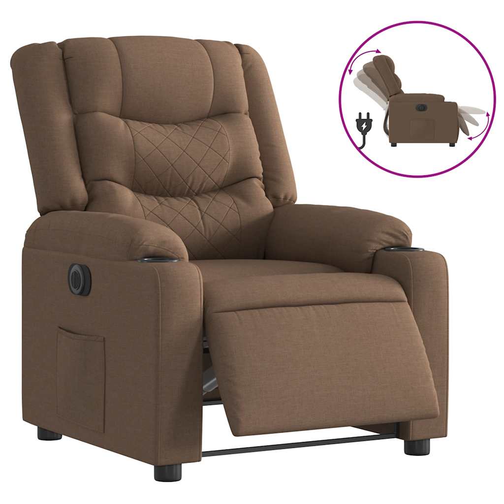 Fauteuil verstelbaar elektrisch stof bruin