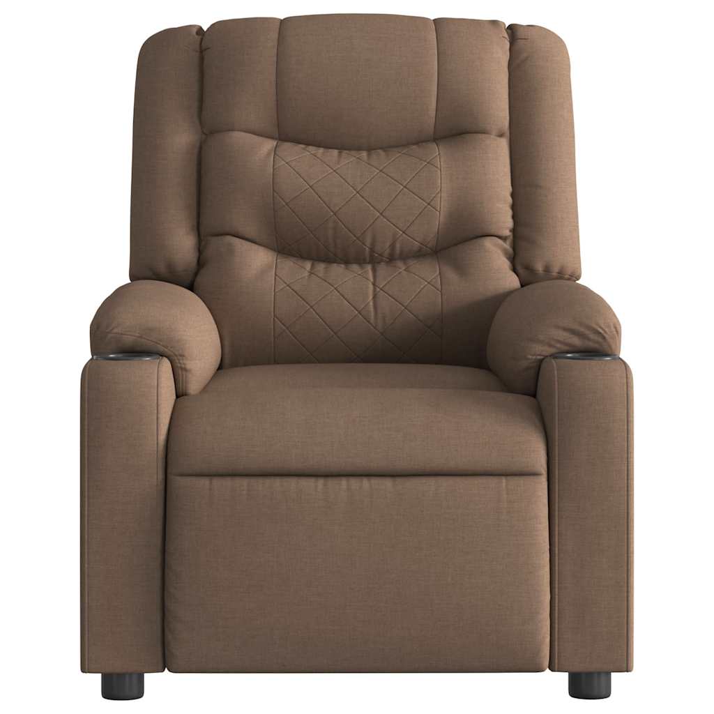Fauteuil verstelbaar elektrisch stof bruin