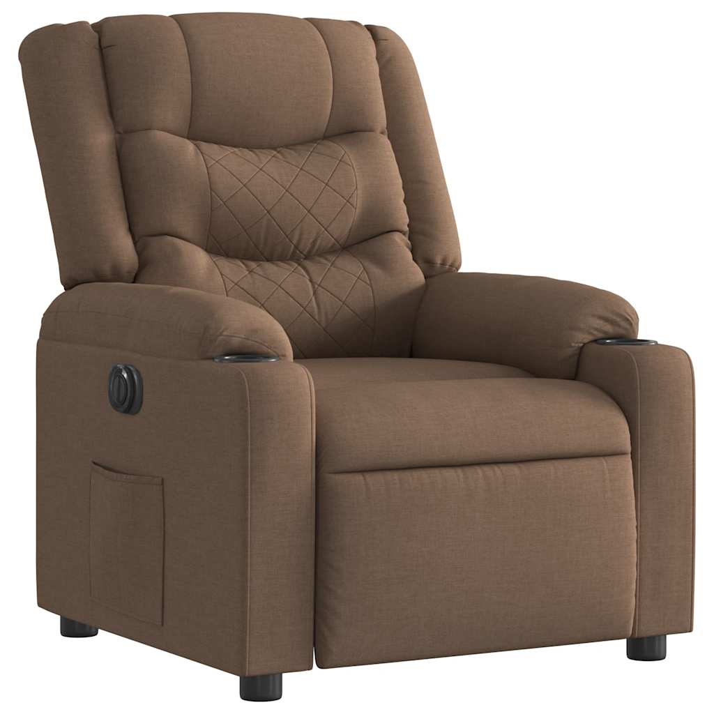 Fauteuil verstelbaar elektrisch stof bruin