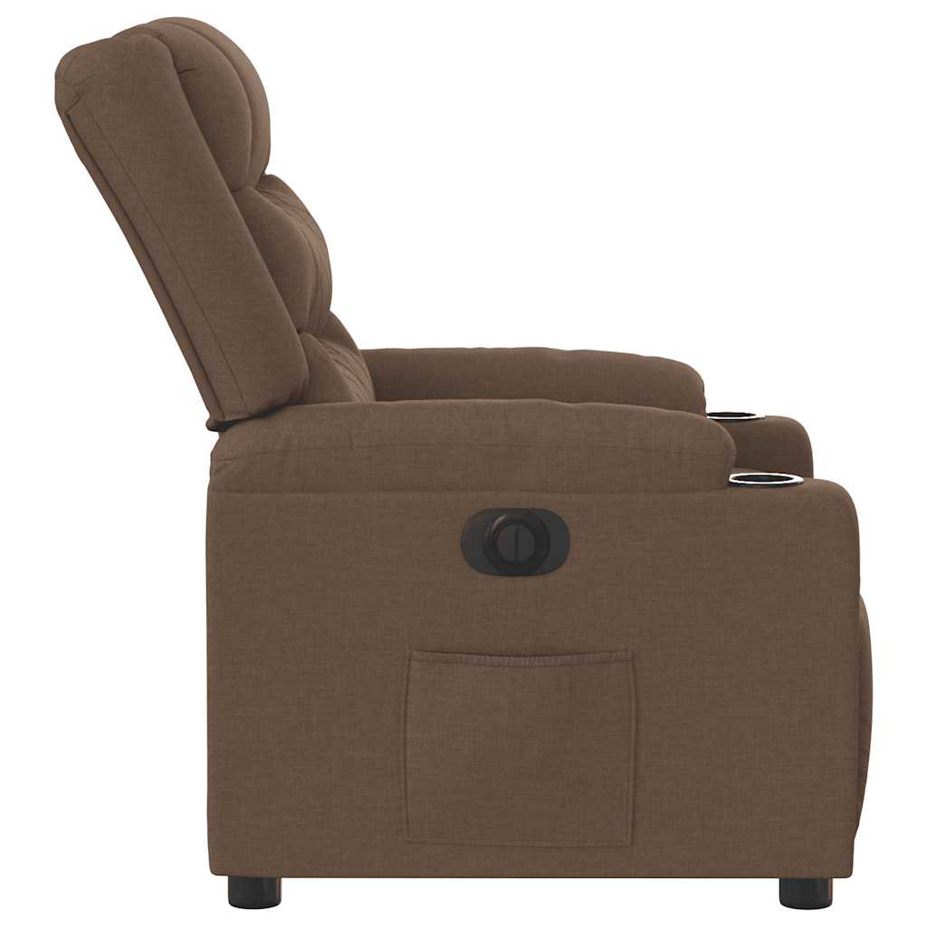 Fauteuil verstelbaar elektrisch stof bruin