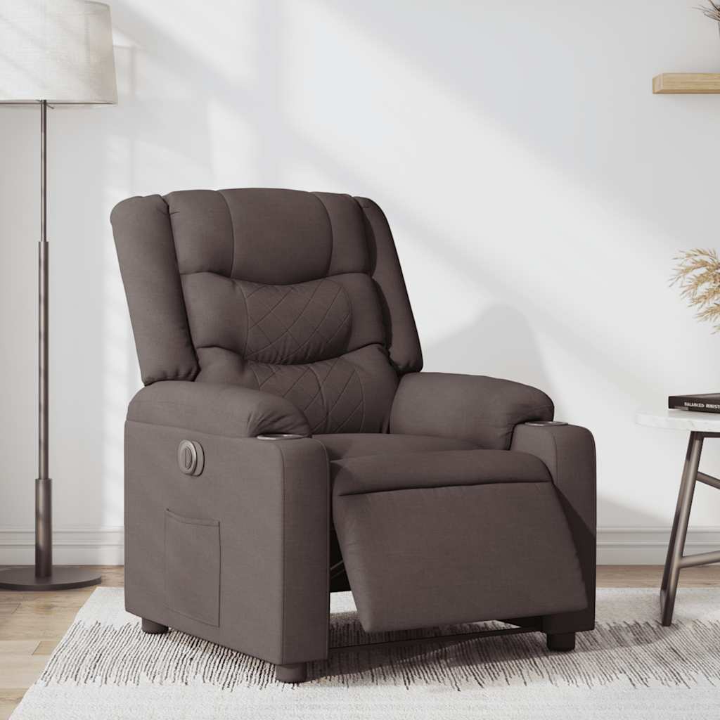 Fauteuil verstelbaar elektrisch stof donkerbruin