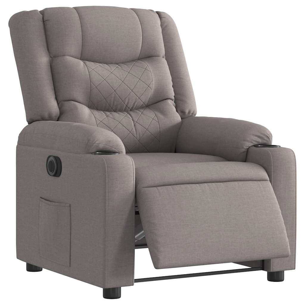 Fauteuil verstelbaar elektrisch stof taupe