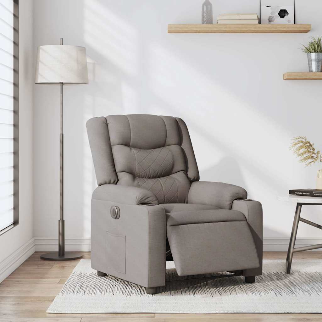 Fauteuil verstelbaar elektrisch stof taupe