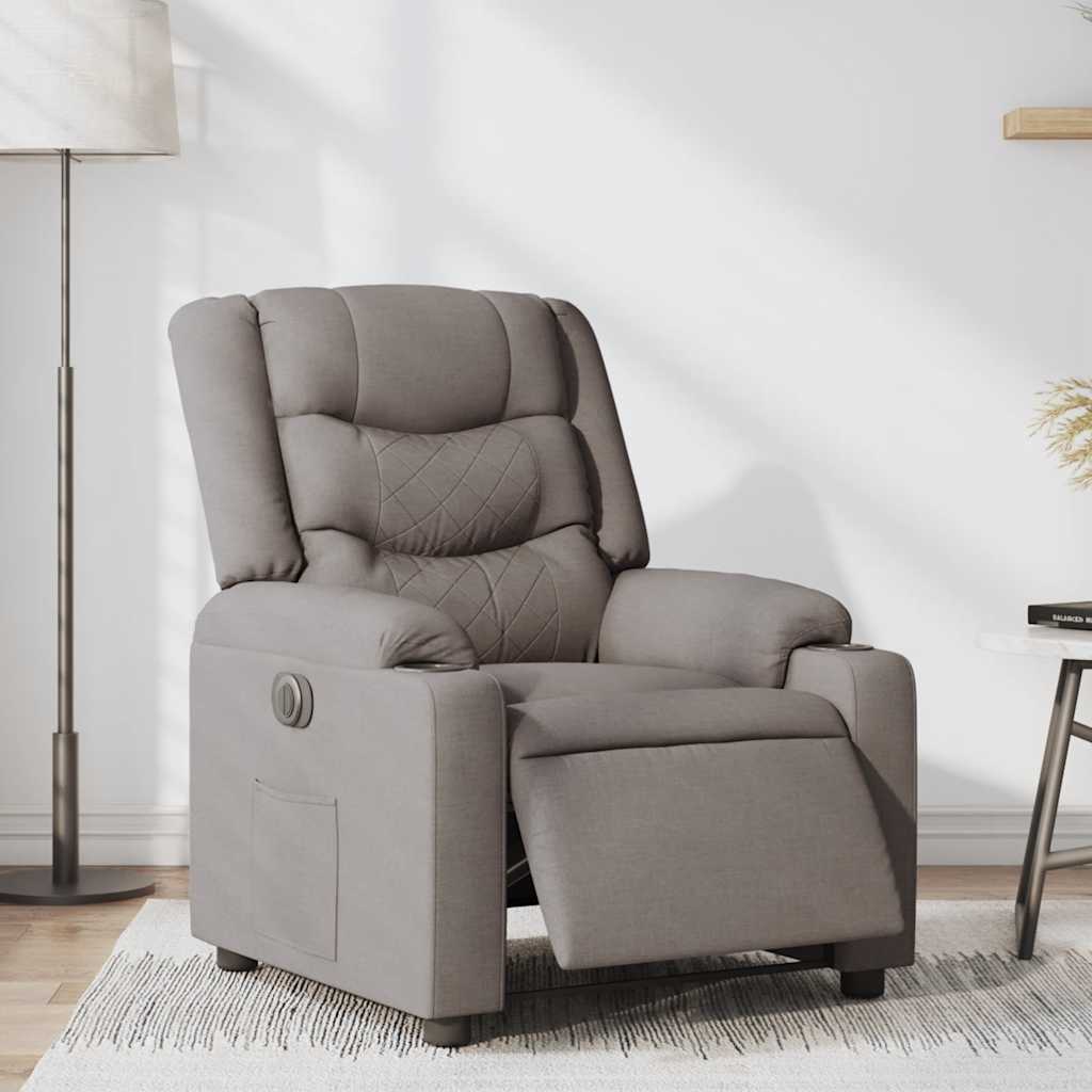 Fauteuil verstelbaar elektrisch stof taupe