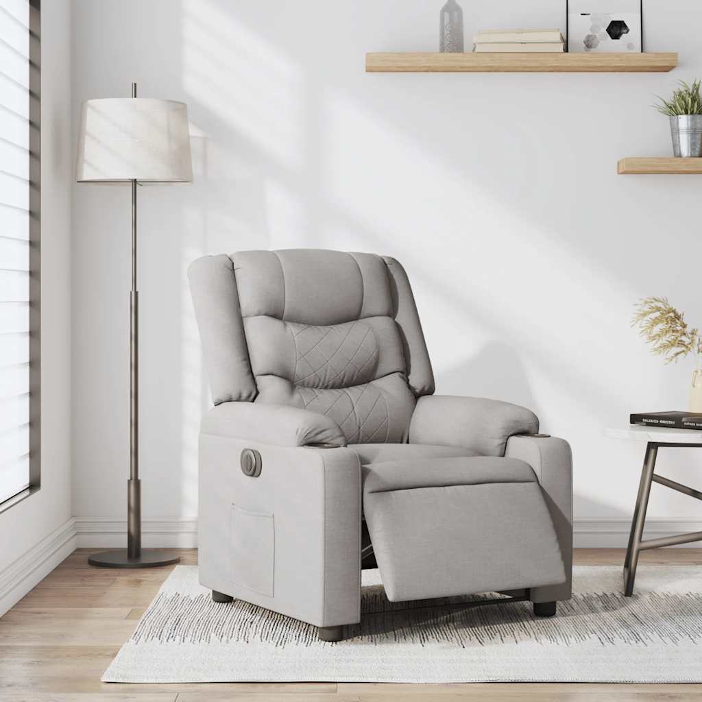 Fauteuil elektrisch verstelbaar stof wolk grijs
