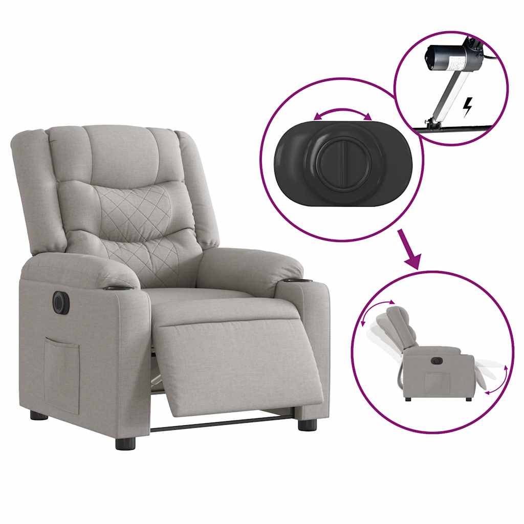 Fauteuil elektrisch verstelbaar stof wolk grijs