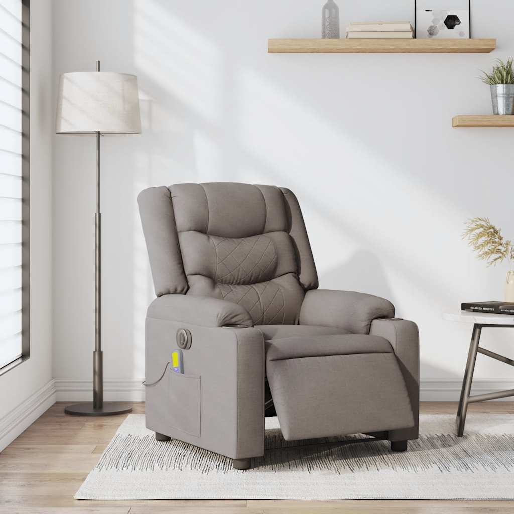 Massagestoel elektrisch verstelbaar stof taupe
