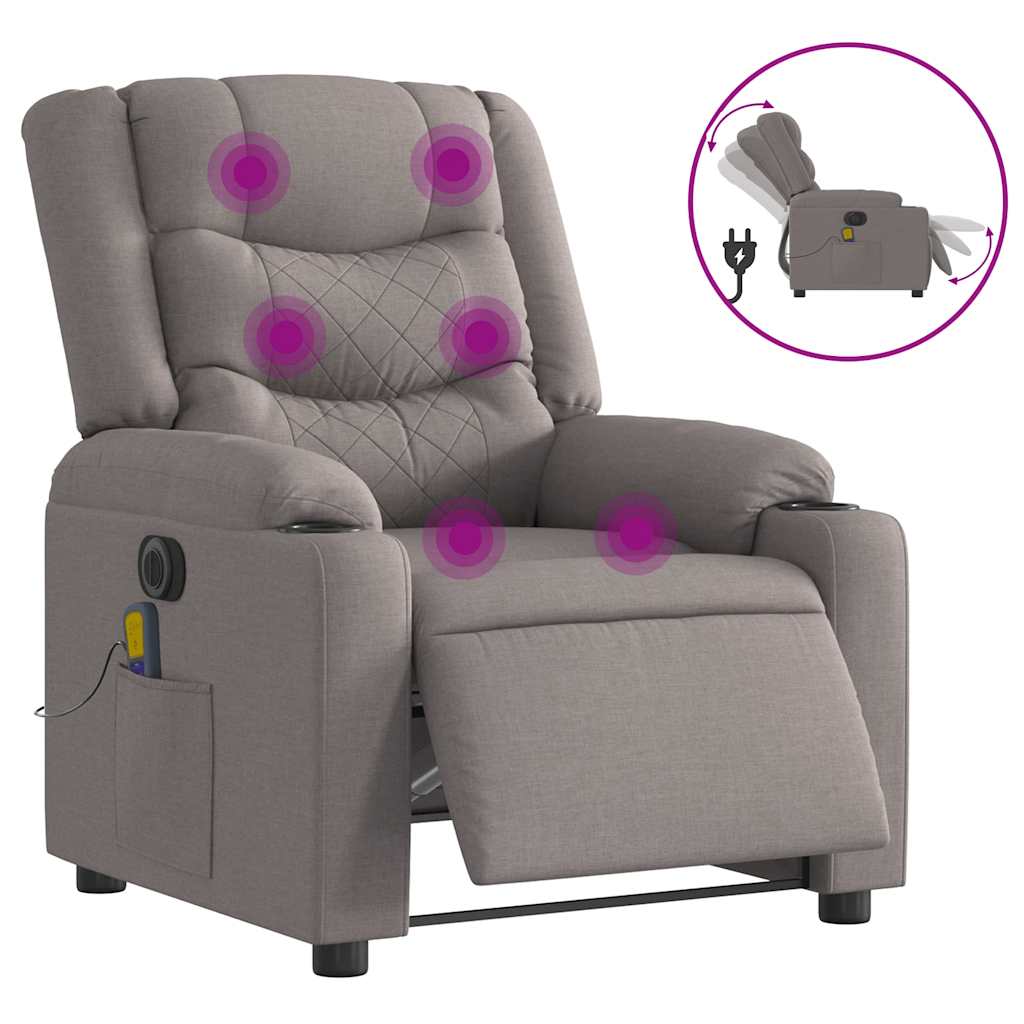 Massagestoel elektrisch verstelbaar stof taupe