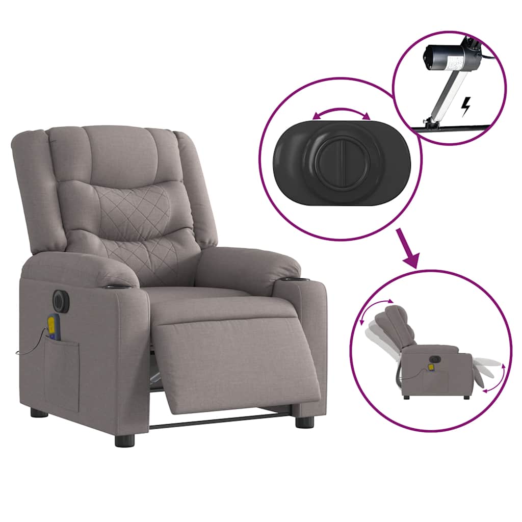 Massagestoel elektrisch verstelbaar stof taupe