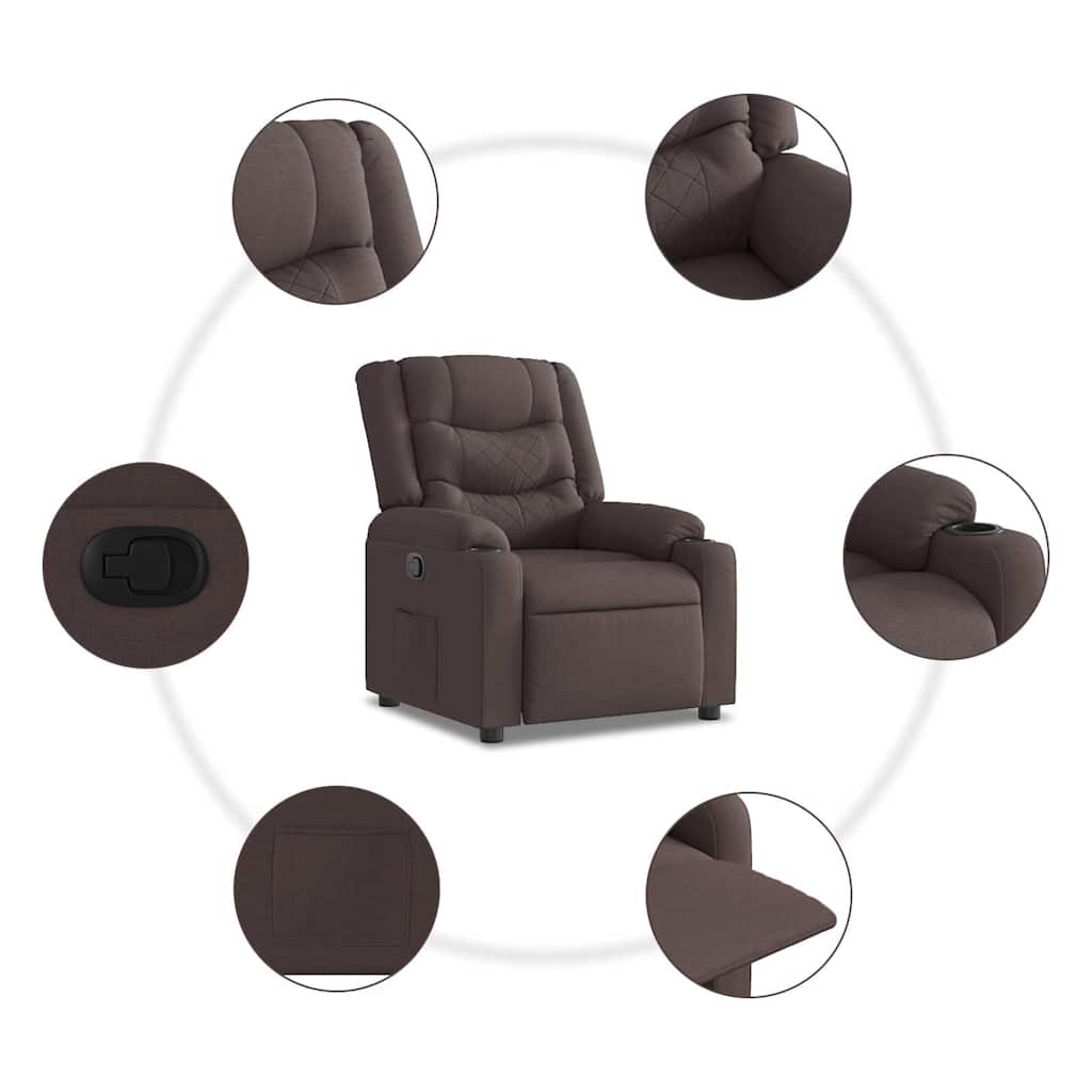 Fauteuil verstelbaar stof donkerbruin