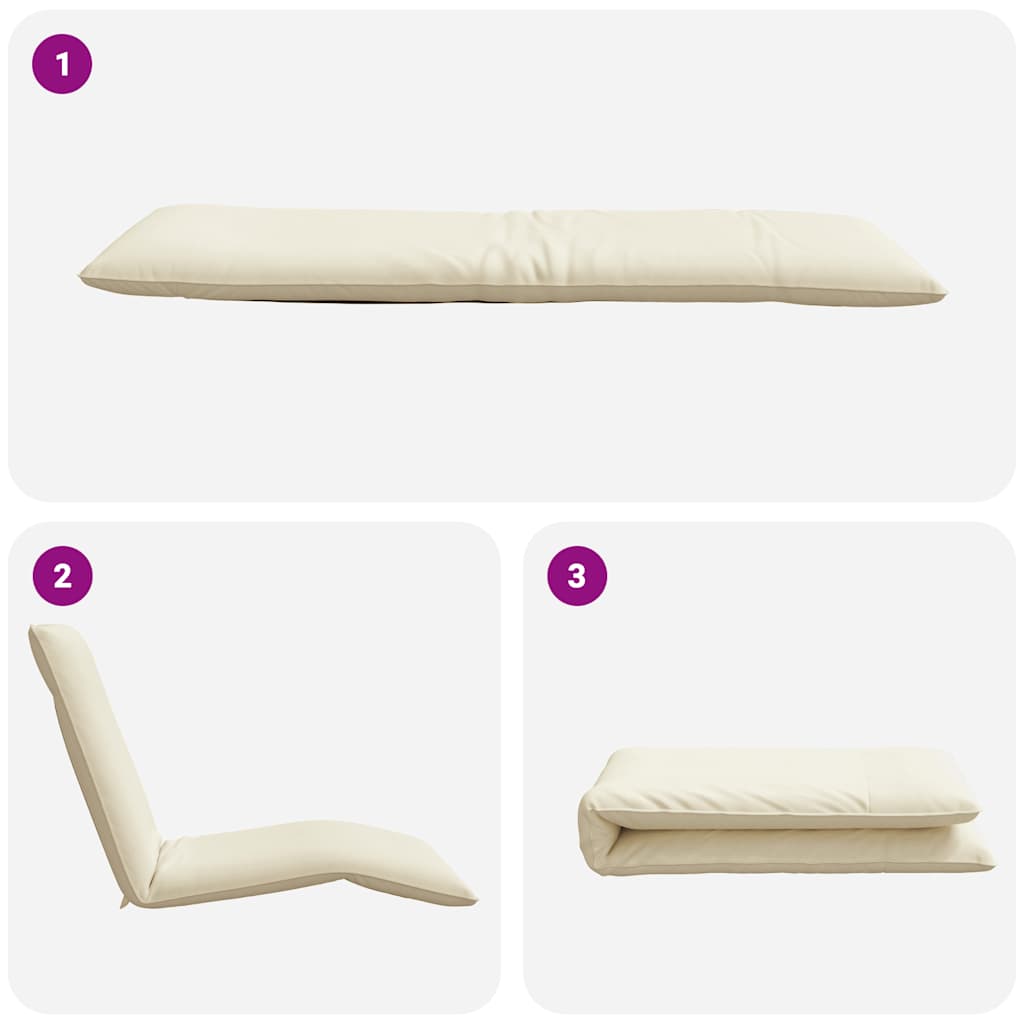 Ligstoel inklapbaar 175x54x8,5 cm Oxford stof crème