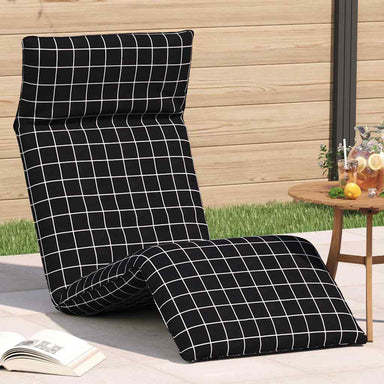 Opvouwbare ligstoel Zwart Geruit Patroon 175x54x8,5 cm Oxford Stof
