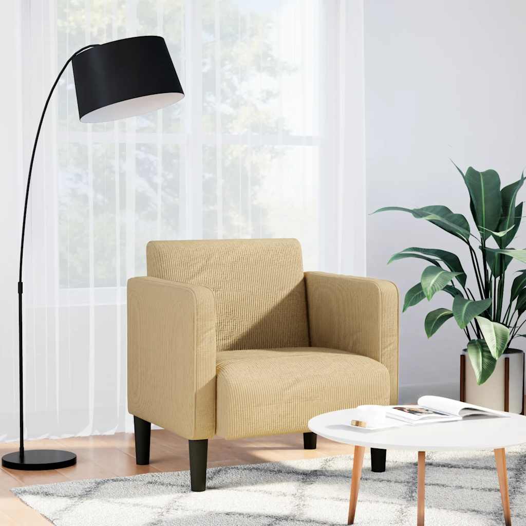 Fauteuil met armleuningen 54 cm corduroy stof grijsgroen