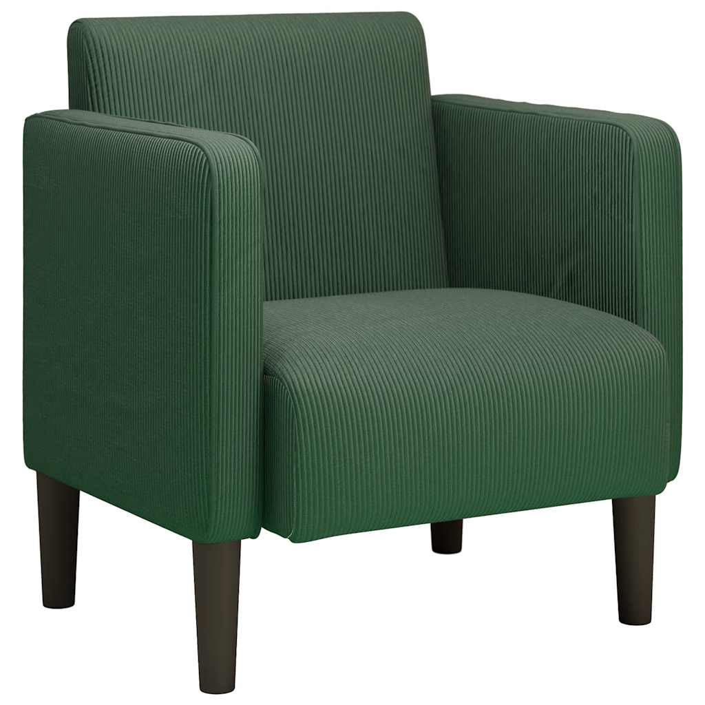 Fauteuil met armleuningen 54 cm corduroy stof donkergroen