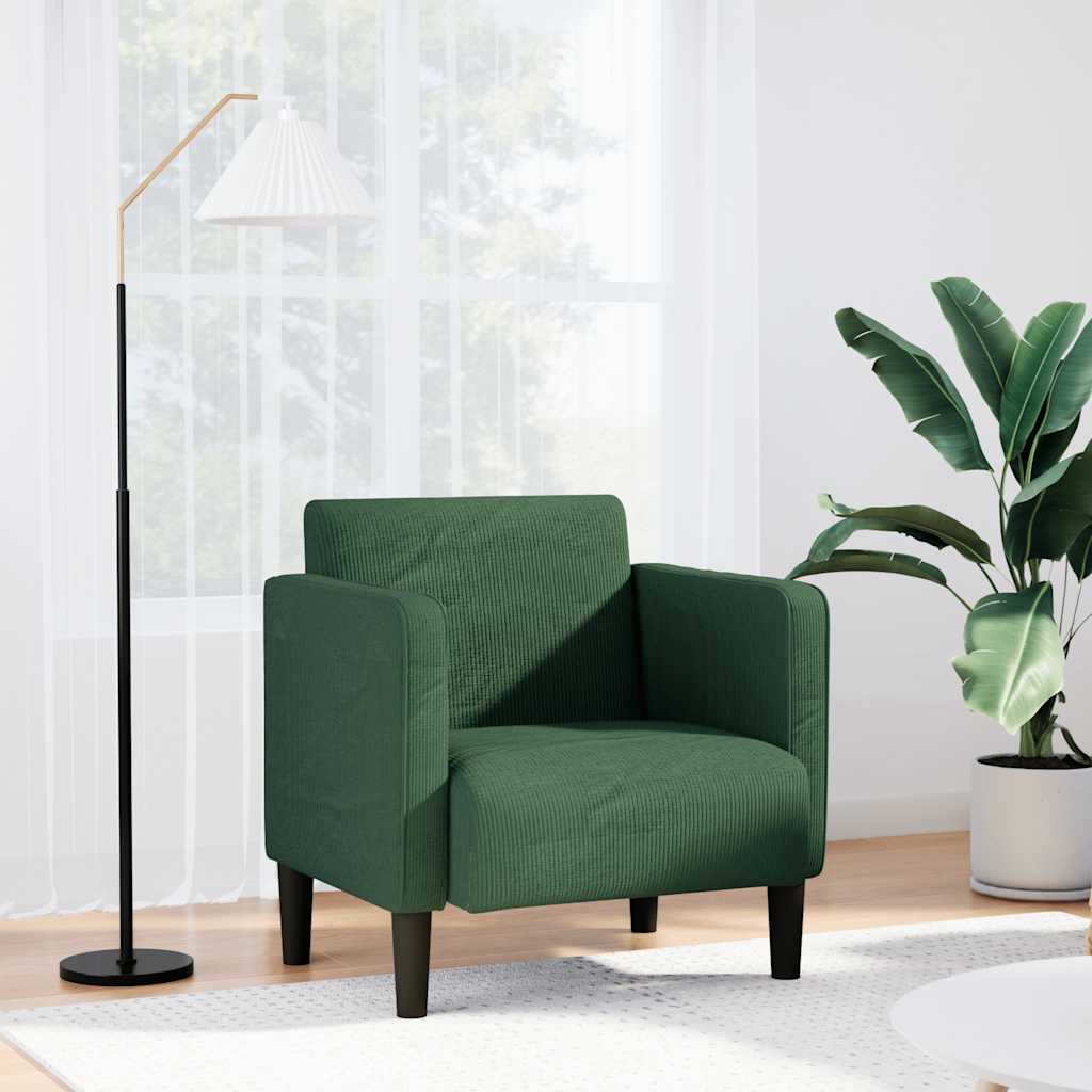 Fauteuil met armleuningen 54 cm corduroy stof donkergroen