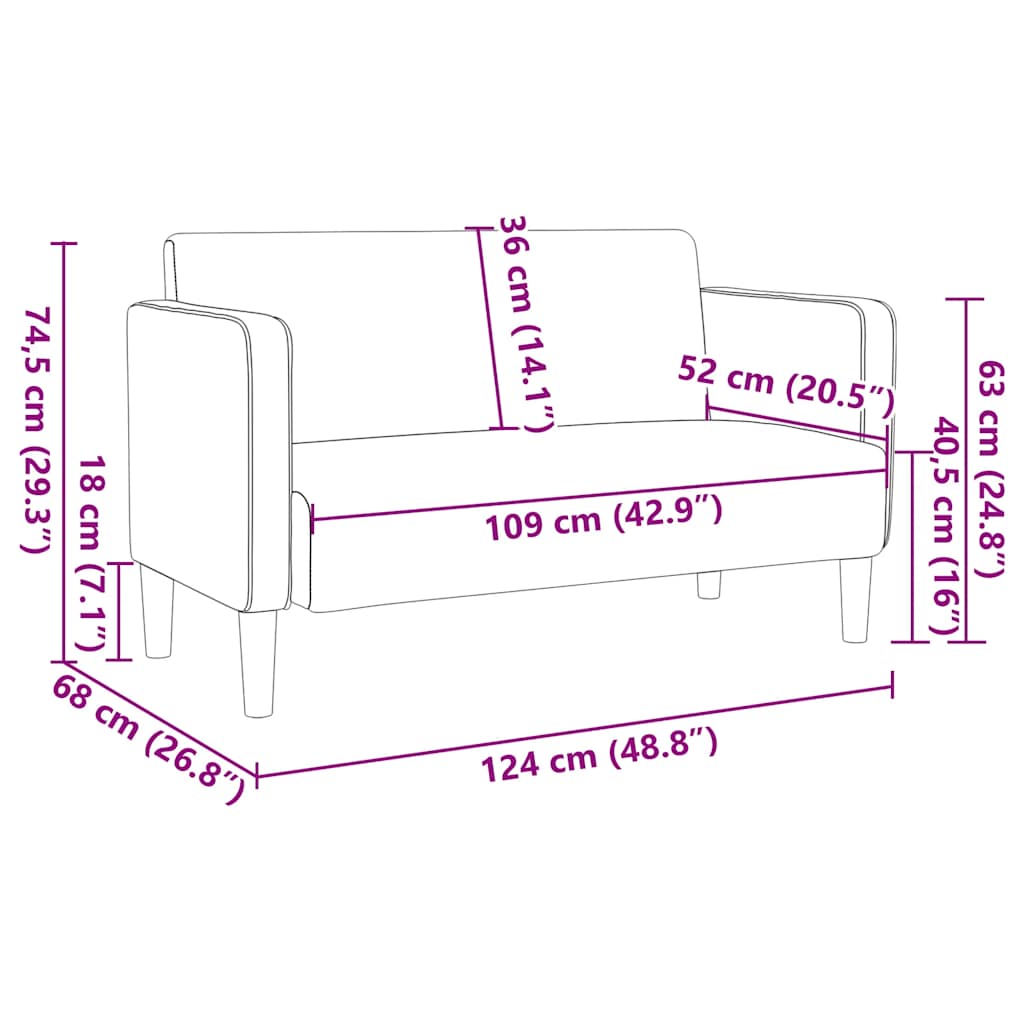 Loveseat bank 109 cm corduroy stof donkergrijs